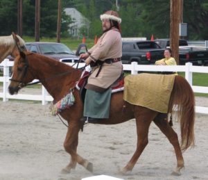 Lord Michael de Calais mounted on Riverwind Stacato at Palio in Stonemarche