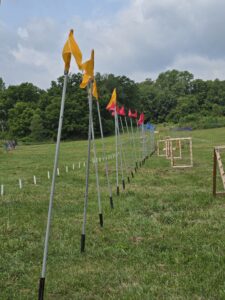 A shooting line on setup day at the Pennsic 53 archery range. Photo by Baron Bróccín MacIvyr